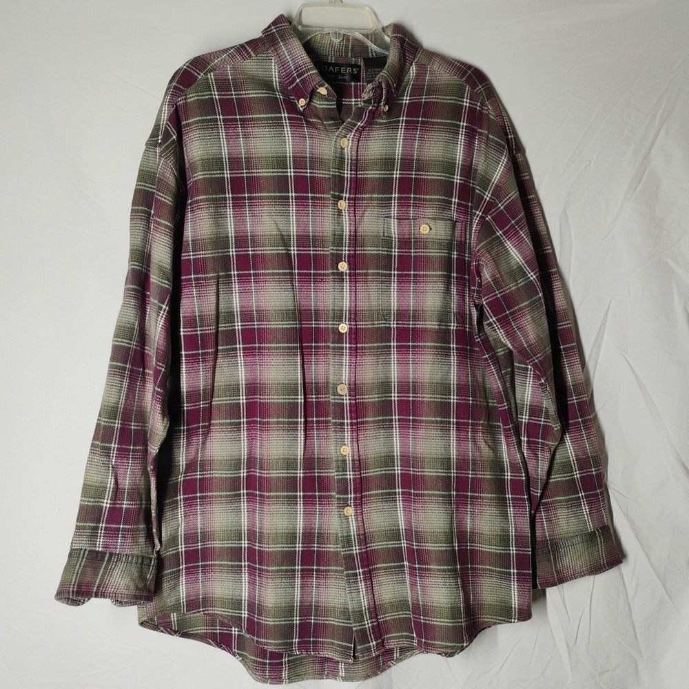 Loafers Reed St James Mens XLT Thick Flannel Plaid Button Up Shirt Minor Flaw